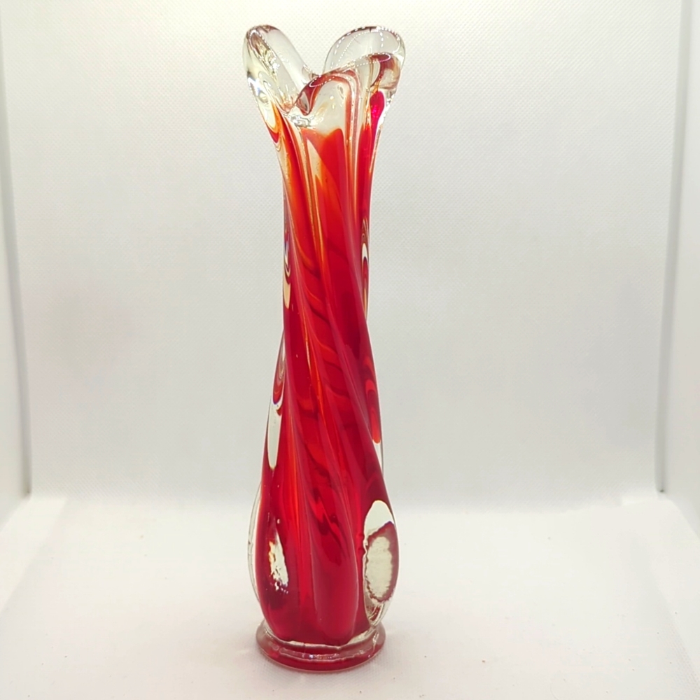 Vintage Art Glass Swing Bud Vase 1970's